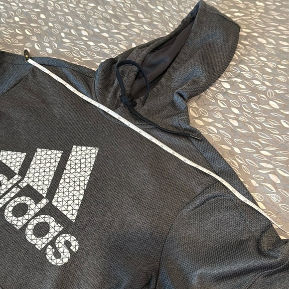 ADIDAS Grey Hooded Sweatshirt with Iconic Logo, size Large - Picture 5 of 12